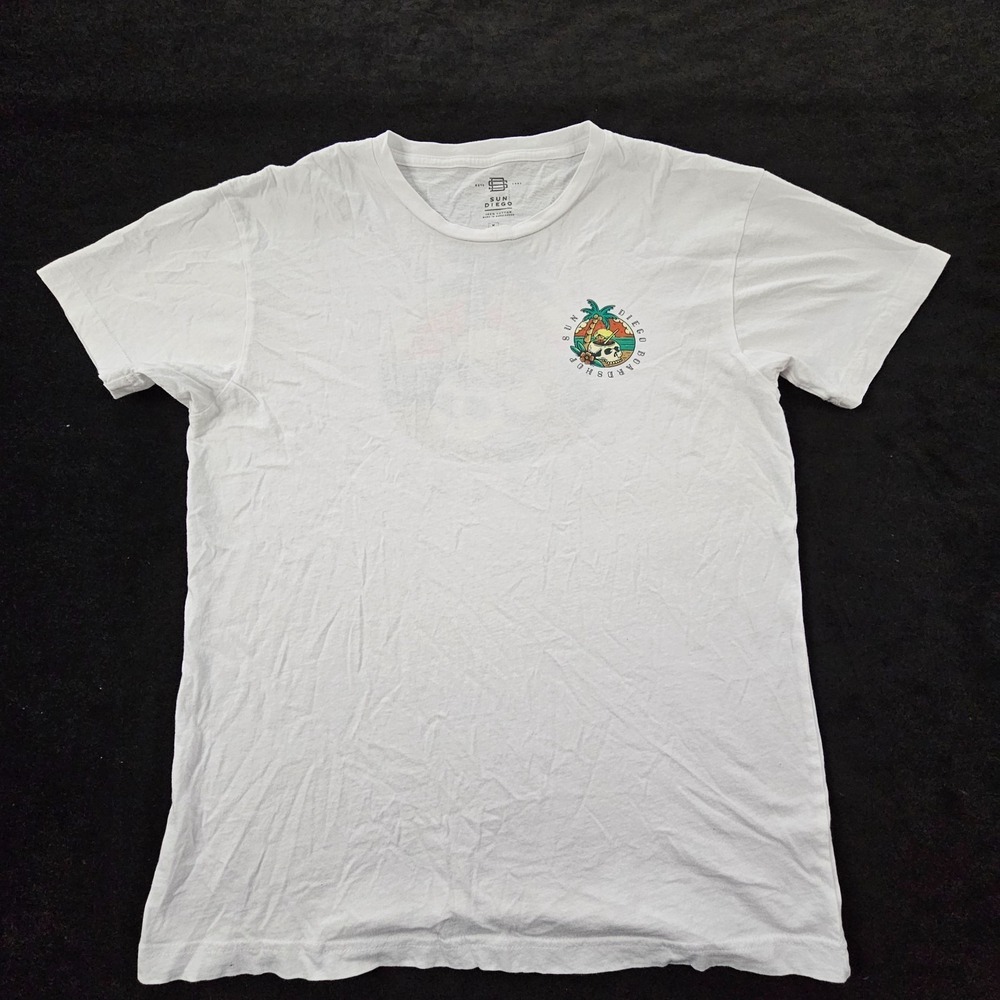 Sun Diego Boardshop White Short Sleeve Cotton T-Shirt Men's M